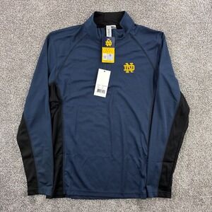 NWT Notre Dame Fighting Irish 1/4 Zip Pullover Men's Large Navy Gold Embroidered